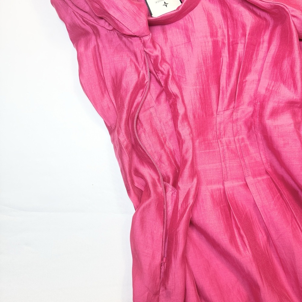 TUCKERNUCK Raspberry Organza Delaney Midi Dress Size XS Puff Sleeves Tailored - Picture 16 of 16